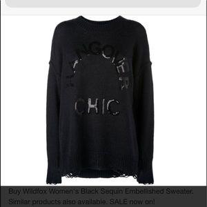 Wildfox Black Hangover Chic Sequin Sweater